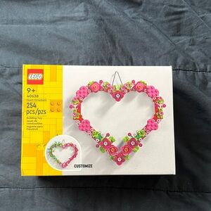 LEGO Floral Heart Ornament with Pink and Green Accents